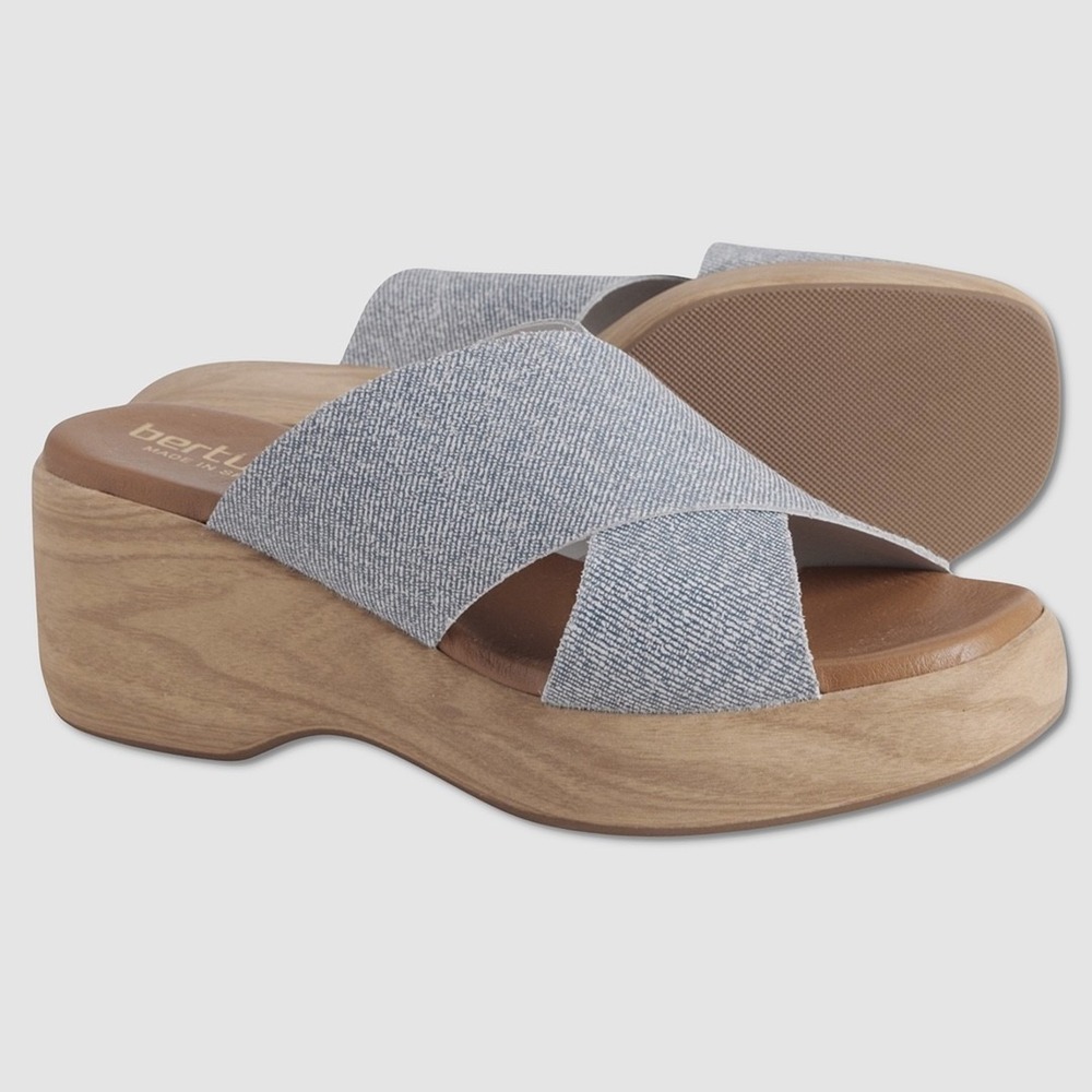 Womens BERTUCHI X-Band Wedge Sandals - NEW Size 8 Blue / Tan - #45349-TOP2